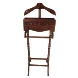 LL- FR - Vintage Wooden Valet Stand with Drawer