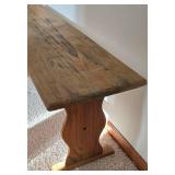 LL-FR - Vintage Wooden Bench With Stool & Wicker Basket