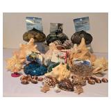 LL-FR - Coastal Seashells & River Rocks Lot - Pink Conch, 7-Inch Bowl + Marble Accents