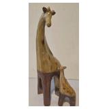 LL-FR - Giraffe Figurines (Set of 2) & Wooden Wall Plaque with Carriage Scene & Woven Jar Basket