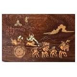 LL-FR - Giraffe Figurines (Set of 2) & Wooden Wall Plaque with Carriage Scene & Woven Jar Basket