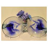 LL-FR - Blue Swirl Glass Plates - 2-Piece Decorative Set