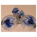 LL-FR - Blue Swirl Glass Plates - 2-Piece Decorative Set