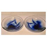 LL-FR - Blue Swirl Glass Plates - 2-Piece Decorative Set