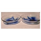 LL-FR - Blue Swirl Glass Plates - 2-Piece Decorative Set