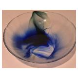 LL-FR - Blue Swirl Glass Plates - 2-Piece Decorative Set
