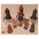 LL-FR - Stone Crystal Trees with Bells - 3 Trees 4.5 in tall; 5 Bells 4.5 in & 3.5 in tall
