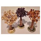 LL-FR - Stone Crystal Trees with Bells - 3 Trees 4.5 in tall; 5 Bells 4.5 in & 3.5 in tall