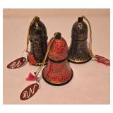 LL-FR - Stone Crystal Trees with Bells - 3 Trees 4.5 in tall; 5 Bells 4.5 in & 3.5 in tall