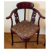 Ml - Pair of Vintage Chinese Export Carved Wood Dragon Motif Corner Armchairs