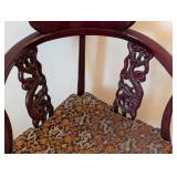 Ml - Pair of Vintage Chinese Export Carved Wood Dragon Motif Corner Armchairs