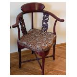 Ml - Pair of Vintage Chinese Export Carved Wood Dragon Motif Corner Armchairs