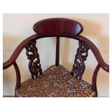 Ml - Pair of Vintage Chinese Export Carved Wood Dragon Motif Corner Armchairs