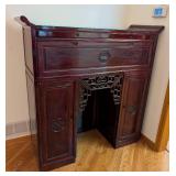 UL - Vintage Chinese Altar Rosewood Cabinet Wood with Glass Top