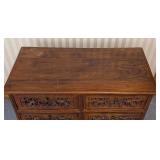UL -Asian Luxe Vintage Drawer Cabinet with Intricate Carving