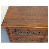 UL -Asian Luxe Vintage Drawer Cabinet with Intricate Carving