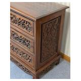 UL -Asian Luxe Vintage Drawer Cabinet with Intricate Carving