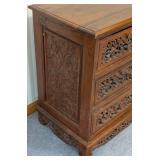 UL -Asian Luxe Vintage Drawer Cabinet with Intricate Carving