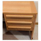 UL - Two-Piece Oak Desk - L-Shape with 3-Drawer Pedestal