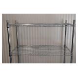 UL - Pair of Chrome Wire Shelving Racks - 4-Shelf, 58.5 in High, 14 in Deep on Casters