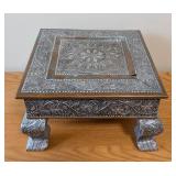 UL - Decorative Hammered Chowki with Floral Border & Paw Feet