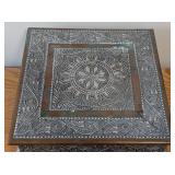 UL - Decorative Hammered Chowki with Floral Border & Paw Feet