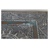 UL - Decorative Hammered Chowki with Floral Border & Paw Feet