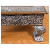 UL - Decorative Hammered Chowki with Floral Border & Paw Feet