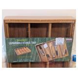 UL - Bamboo Expandable Utensil Tray & Kitchen Accessories Bundle