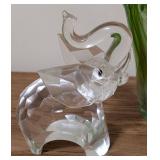 UL - Glass Elephant Figurines - 9 in Tall, 3 in Wide - Repaired Ear - Set of 3