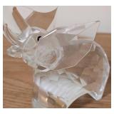 UL - Glass Elephant Figurines - 9 in Tall, 3 in Wide - Repaired Ear - Set of 3