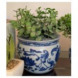 K - Artificial Potted Foliage Assortment - 6 Faux Plants in Ceramic Pots