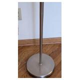 ML - Pair of Silver Floor Lamps - 71 in tall with White Plastic Shades