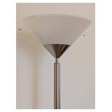 ML - Pair of Silver Floor Lamps - 71 in tall with White Plastic Shades