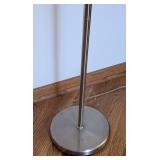ML - Pair of Silver Floor Lamps - 71 in tall with White Plastic Shades