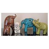 ML - Ceramic Elephant Figurines - Lot of 5 - Largest 9\" H x 5\" W