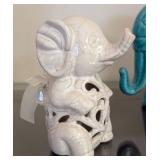 ML - Ceramic Elephant Figurines - Lot of 5 - Largest 9\" H x 5\" W