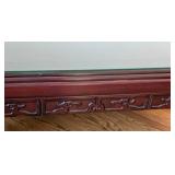 ML - Vintage Glass-Top Chinese Carved Rosewood Coffee Table