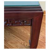 ML - Vintage Glass-Top Chinese Carved Rosewood Coffee Table