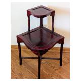 ML - Vintage Chinese Rosewood Two-Tier Corner Table with Mahogany Finish