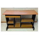 LL - Wood Desk with Drawer & Shelves - Black Frame