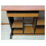 LL - Wood Desk with Drawer & Shelves - Black Frame