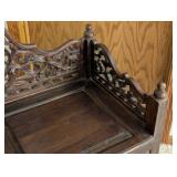 LL - Ornate Carved Wood Storage Bench