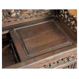 LL - Ornate Carved Wood Storage Bench