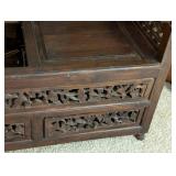 LL - Ornate Carved Wood Storage Bench