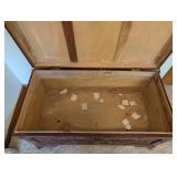 LL - Chinese Carved Hardwood Chest - Crane & Floral Scene