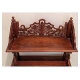 LL - Carved Wood Etagere Shelf , Ornate Back Panel