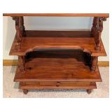 LL - Carved Wood Etagere Shelf , Ornate Back Panel