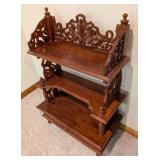 LL - Carved Wood Etagere Shelf , Ornate Back Panel