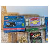 LL - Assorted Office & Art Supplies Lot - Whiteboard, Corkboard, 2-Hole Punch, Gift Tape, Pins, Pencils